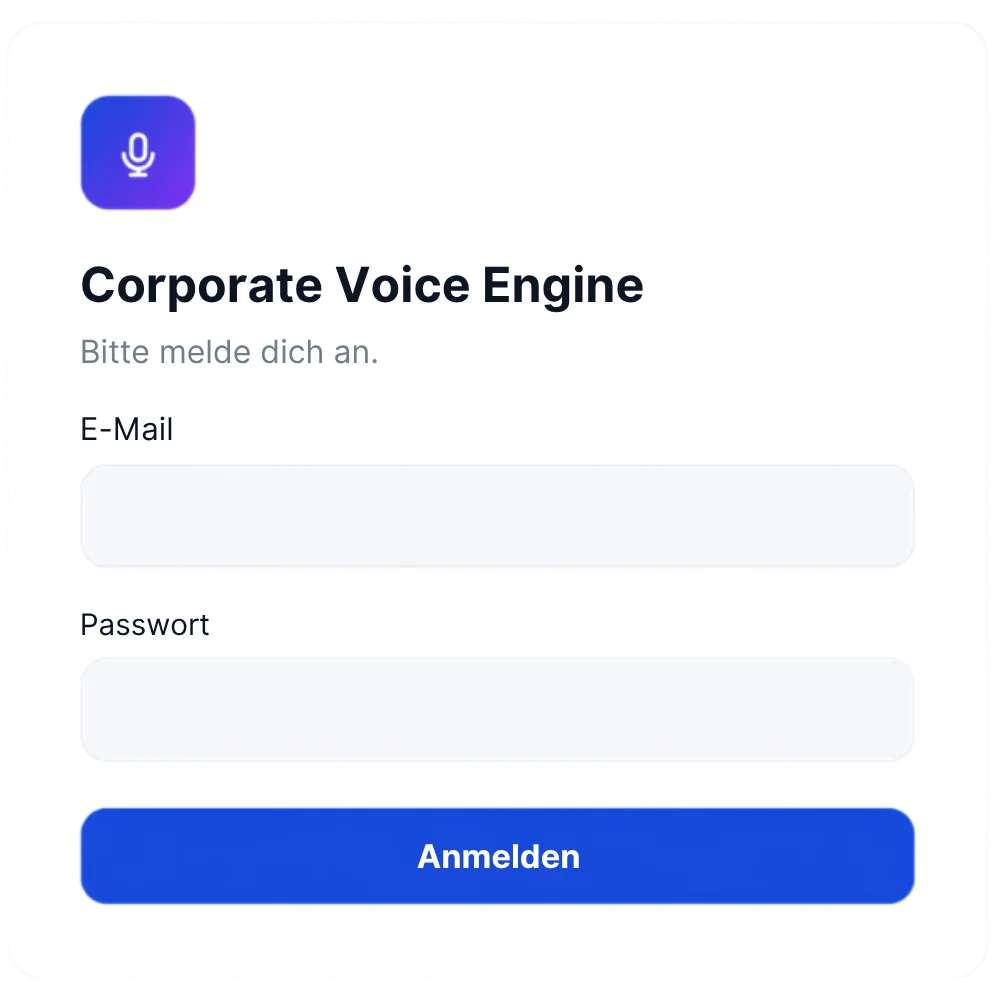 Login-Fenster der Corporate Voices Engine